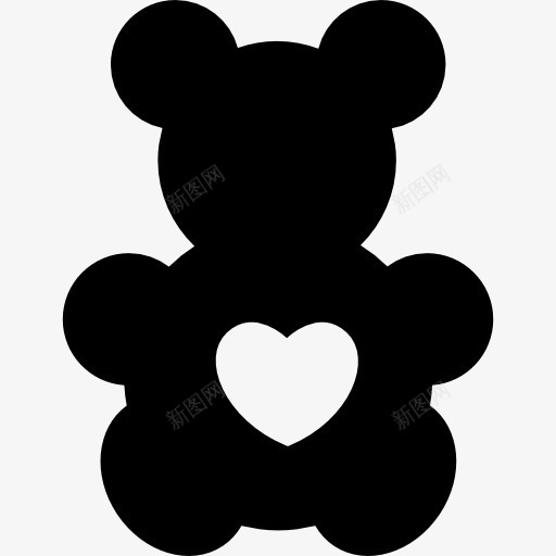 玩具熊剪影与心的形状图标png_新图网 https://ixintu.com 剪影 动物 孩子气 形状 心 熊 爱在空气中 玩具