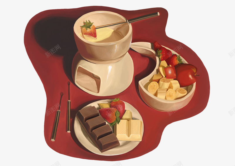 丰富的下午茶psd免抠素材_新图网 https://ixintu.com 下午茶 奶油 巧克力 炼乳 草莓