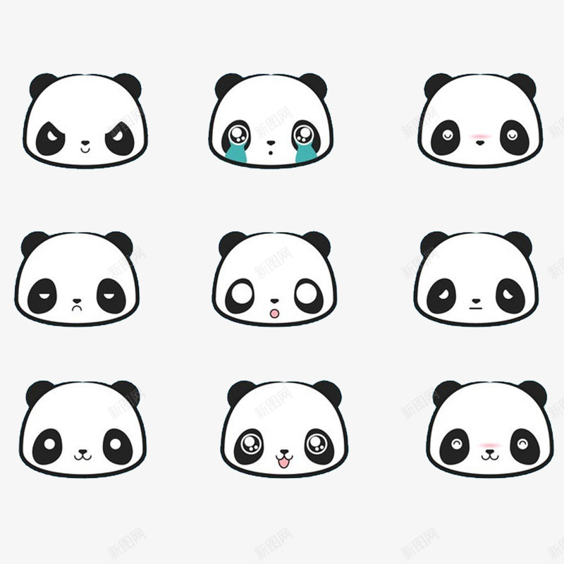 多款熊猫头像psd免抠素材_新图网 https://ixintu.com 熊猫 熊猫头像 熊表情 表情
