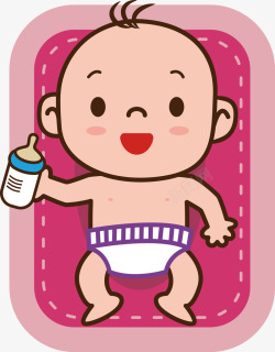 纸尿裤奶瓶可爱宝宝喝奶高清图片
