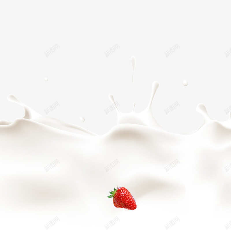 飞溅的牛奶png免抠素材_新图网 https://ixintu.com 创意 效果元素 泼洒 牛奶 白色 草莓