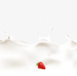 精美草莓牛奶效果飞溅的牛奶高清图片