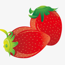 大红草莓手绘草莓高清图片