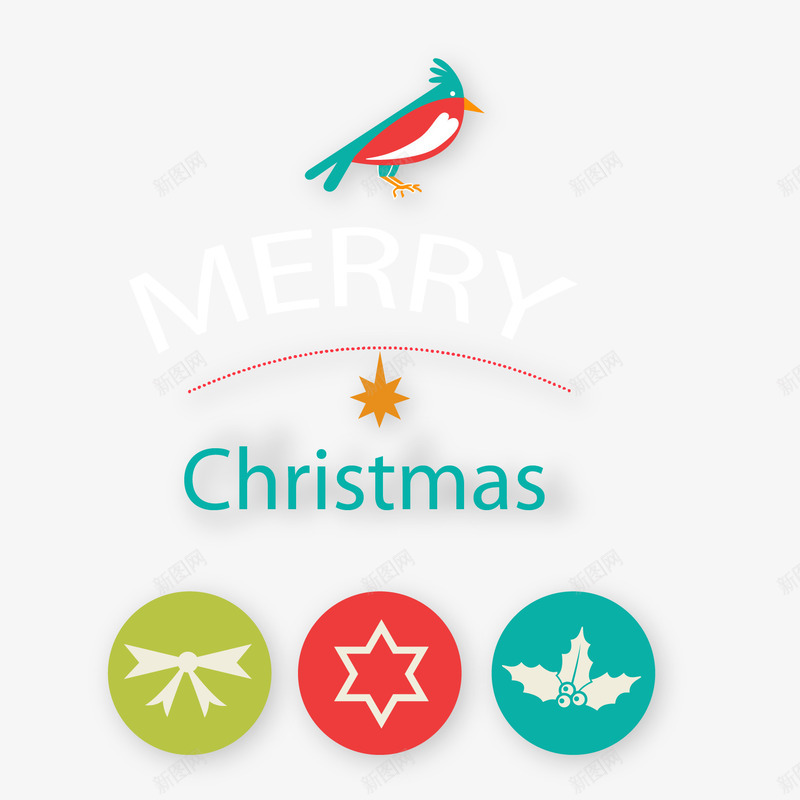 圣诞卡片png免抠素材_新图网 https://ixintu.com 五角星 圣诞卡片 圣诞小标签 小鸟 艺术字