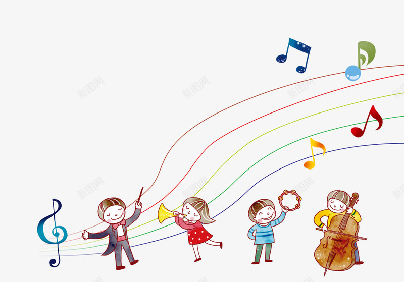 卡通演唱会png免抠素材_新图网 https://ixintu.com 五线谱 卡通 大提琴 演唱会 音符