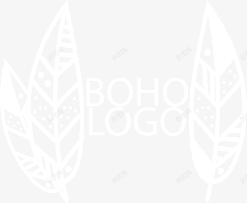 白色树叶形状LOGO图标png_新图网 https://ixintu.com 卡通 手绘 树叶 波西米亚 白色 羽毛 羽毛logo 英文字母