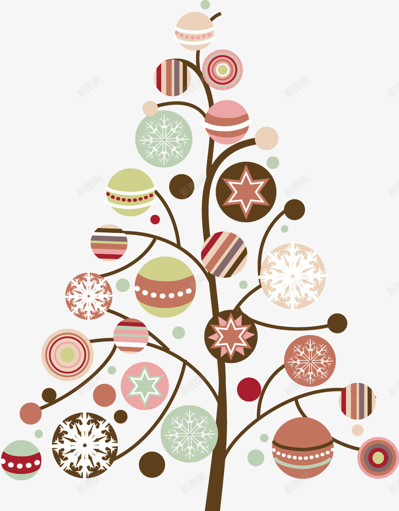 创意圣诞树元素png免抠素材_新图网 https://ixintu.com 卡通 圆型 圣诞节 扁平化风格