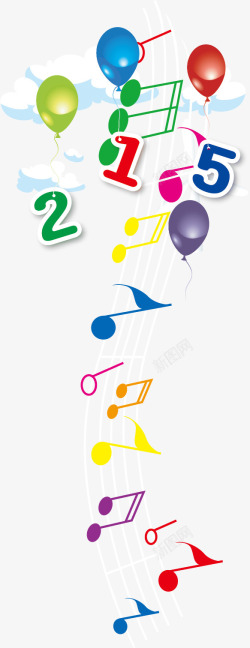 气球数字音符海报元素矢量图海报