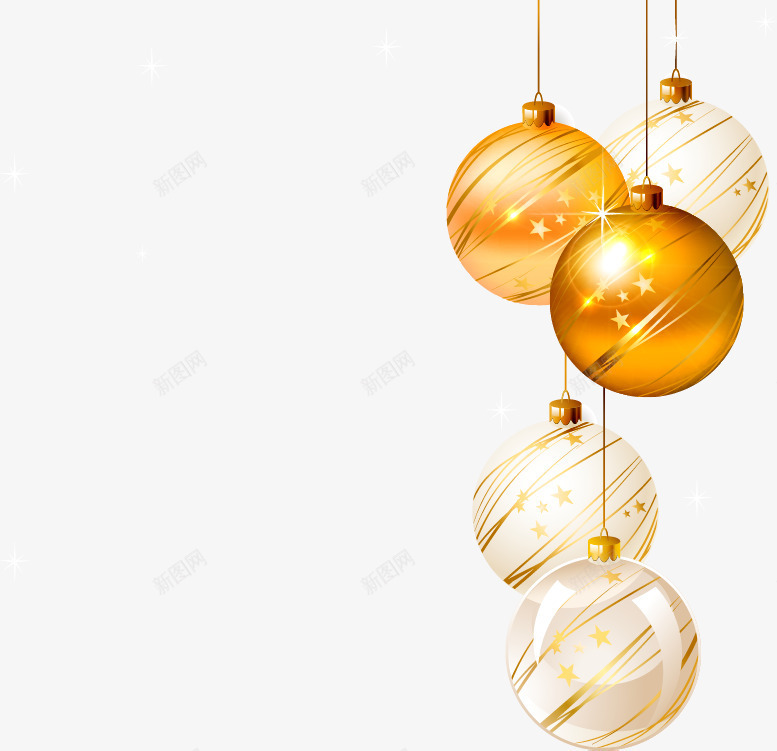 金色星星圆球装饰圣诞png免抠素材_新图网 https://ixintu.com 圆球 圣诞 星星 装饰 金色