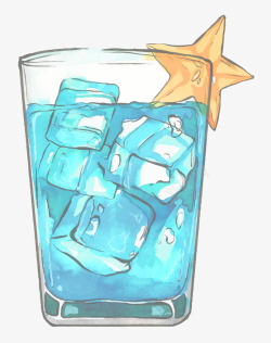 冷饮免扣PNG图水彩蓝色冷饮矢量图高清图片