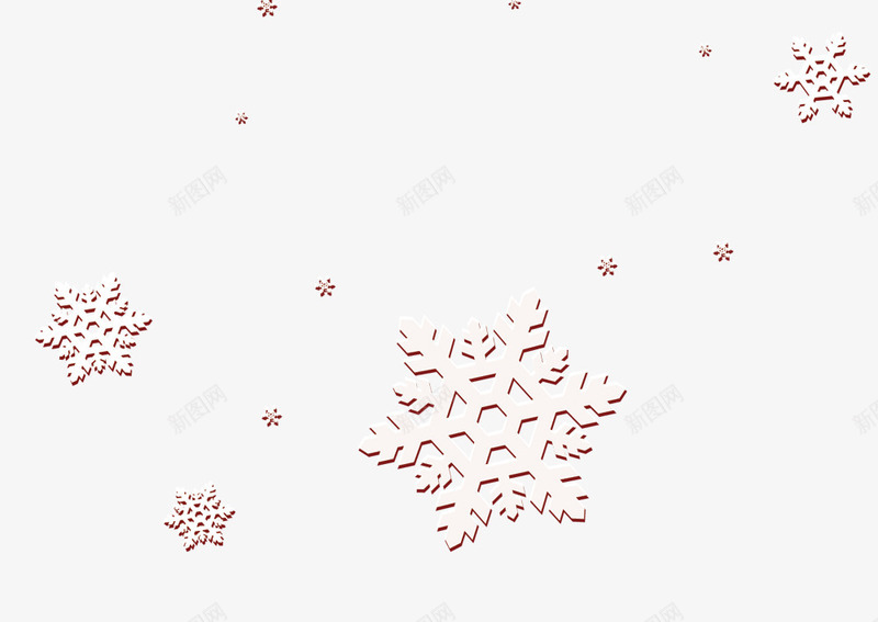 飘落的圣诞雪景png免抠素材_新图网 https://ixintu.com 圣诞节 白色 素材 红色描边 雪花