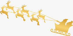 奔跑的老人圣诞节金色麋鹿拉车高清图片