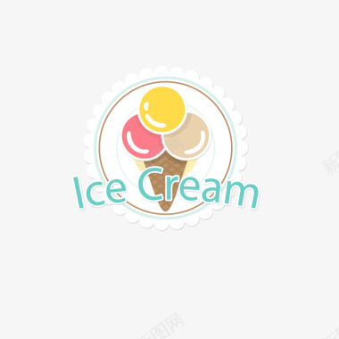 可爱卡通冰淇淋标识矢量图图标图标