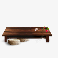 佛经蒲团中国风木桌高清图片