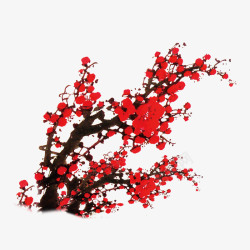 水墨画墨梅中国风红色水墨梅花装饰图案高清图片