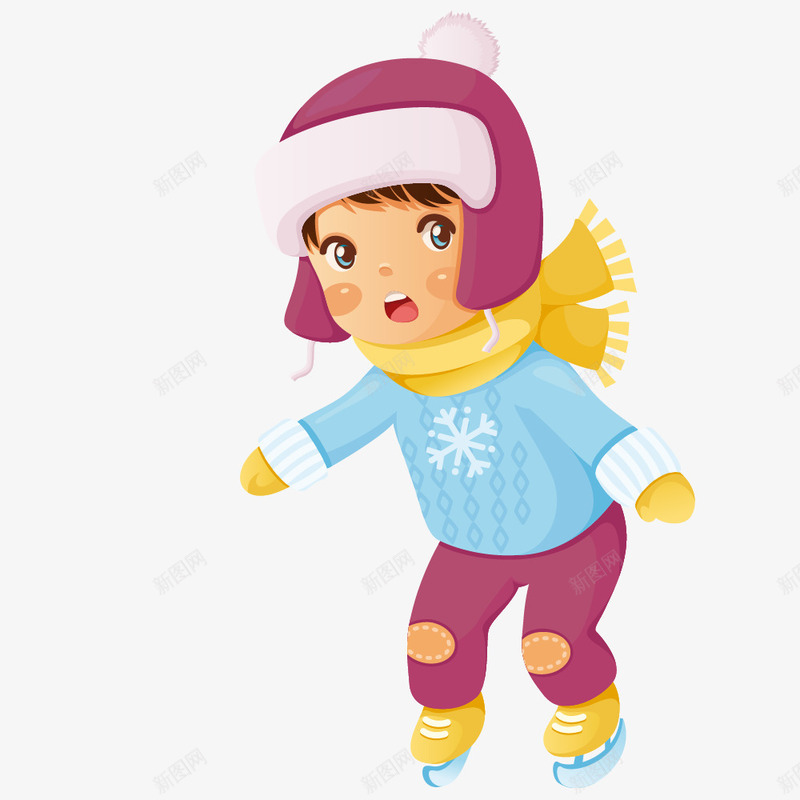 溜冰女孩png免抠素材_新图网 https://ixintu.com 一个 卡通 女孩 帽子 棉服 溜冰 红色 蓝色
