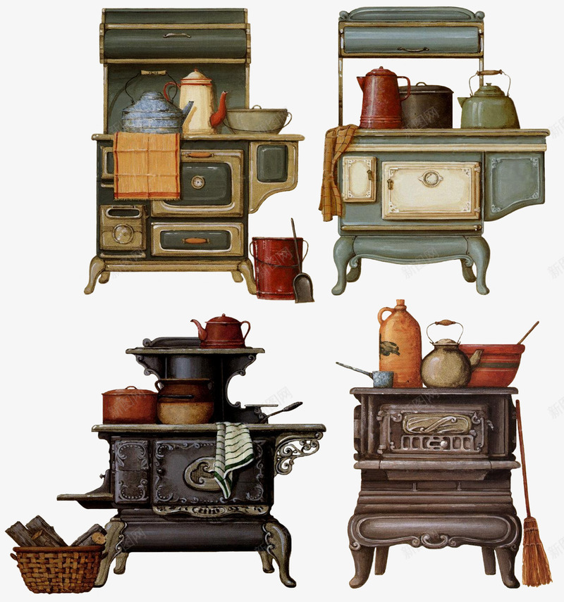 家居物品png免抠素材_新图网 https://ixintu.com 产品实物 保温瓶 帕子 柜子 茶壶