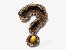 创意鸟巢中的鸡蛋鸟窝问号高清图片