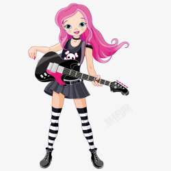粉红女郎弹吉他的粉红女郎高清图片