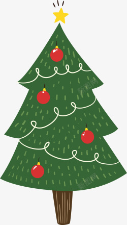 圣诞树扁平绿色圣诞树高清图片
