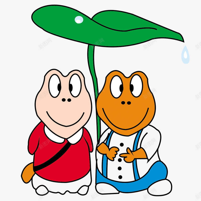 荷叶伞和青蛙png免抠素材_新图网 https://ixintu.com 两只 伞 卡通 红色的 绿色的 荷叶 青蛙