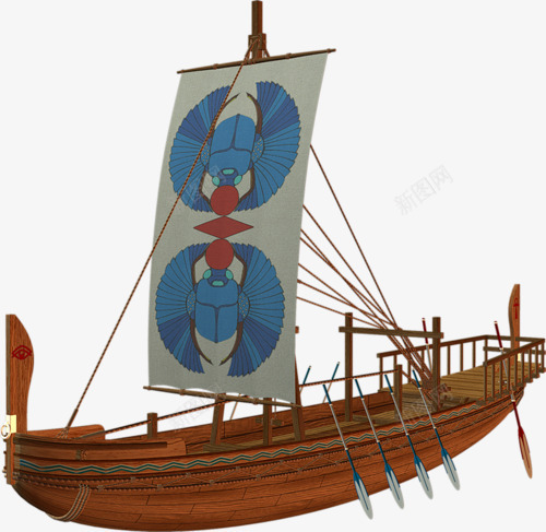 古埃及木船png免抠素材_新图网 https://ixintu.com 古埃及 古战船 帆船 战船 木船