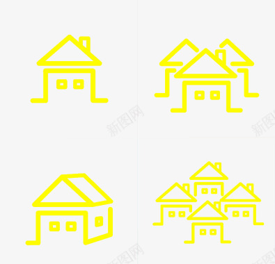 扁平化线型房屋icon图标图标