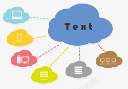 电脑端卡通彩色云端服务技术图标高清图片