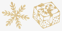 圣诞球与雪花图片金色小清新圣诞节装饰高清图片