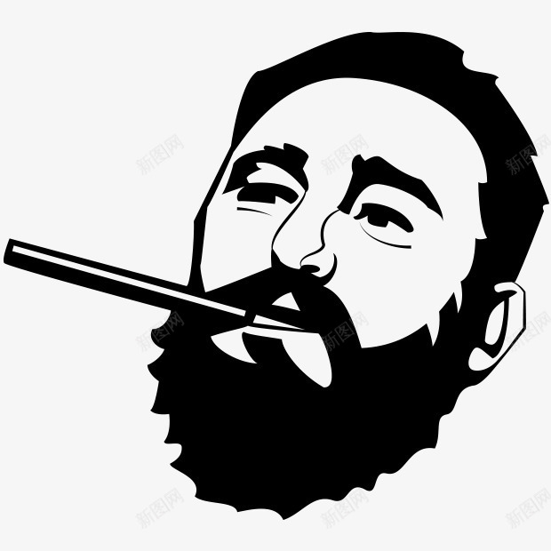抽烟的男人png免抠素材_新图网 https://ixintu.com 思考 抽雪茄 深邃的眼神 男人 络腮胡子 黑白版画
