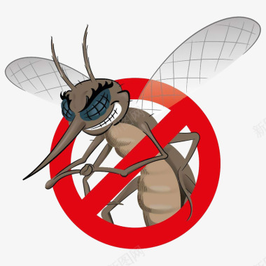 卡通禁止蚊子传染疾病插画图标免图标