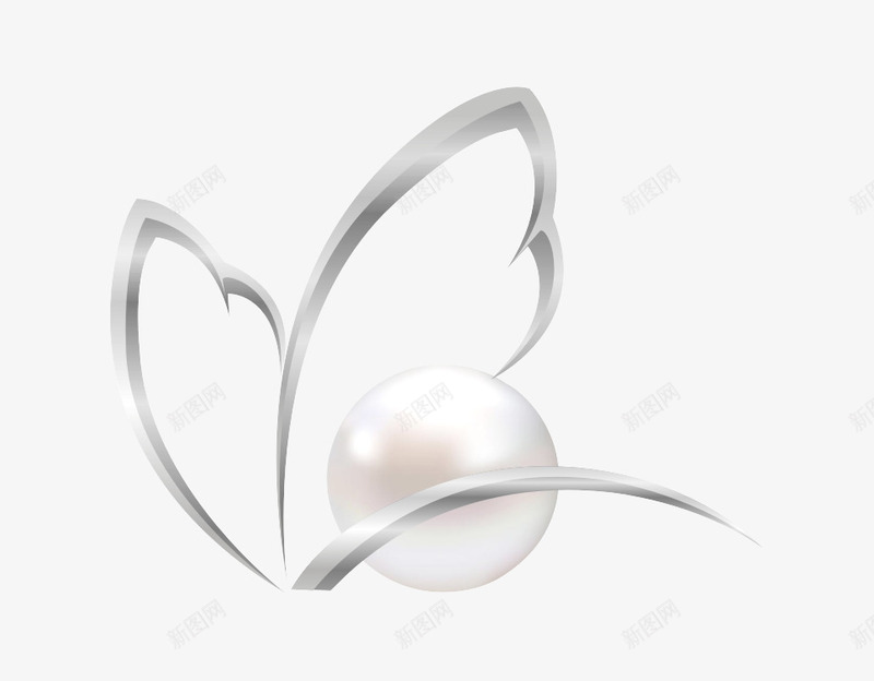 蝴蝶珍珠png免抠素材_新图网 https://ixintu.com 一颗大珍珠 卡通 手绘 珍珠 白色的 简图 翅膀 蝴蝶形状 装饰