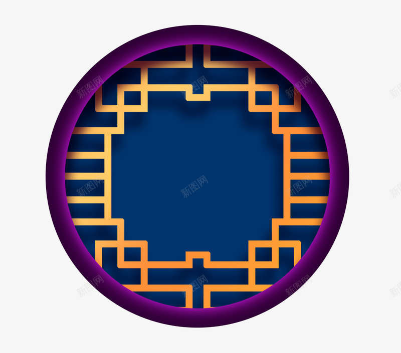 中国风黄色紫色框png免抠素材_新图网 https://ixintu.com 中国风 框 窗 紫色 门窗 黄色