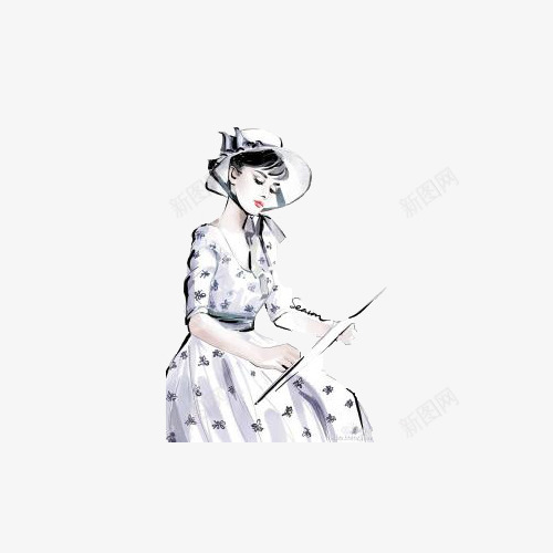 画画的赫本png免抠素材_新图网 https://ixintu.com 奥黛丽赫本 帽子 斑点 画板 裙子 赫本