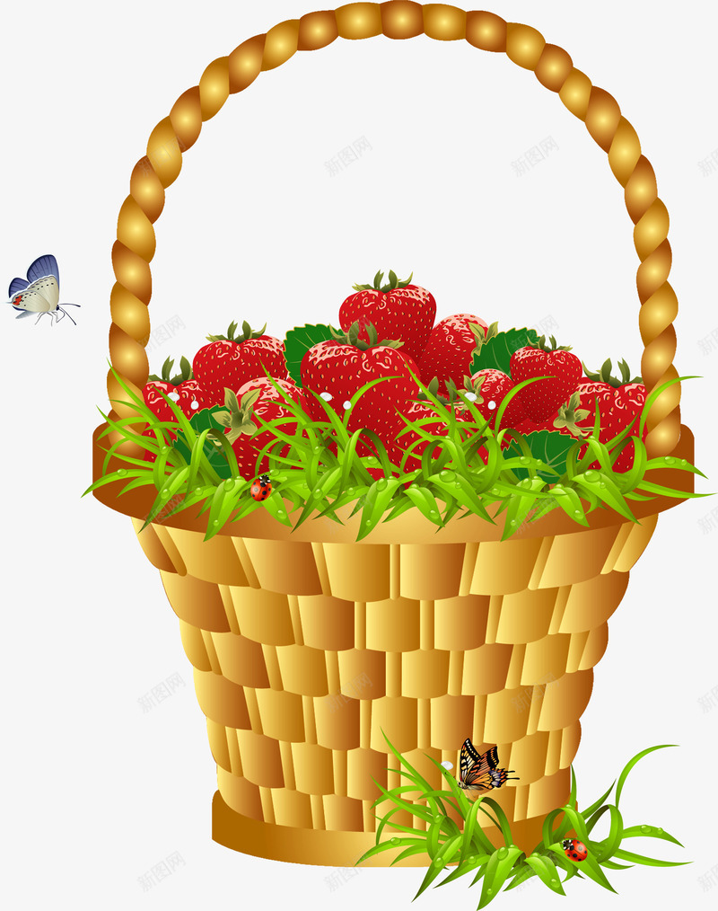 一篮草莓png免抠素材_新图网 https://ixintu.com 手绘 新鲜水果 水果 水果篮 油画 草莓