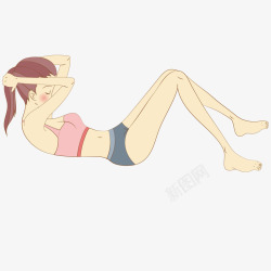 优美健身女人做仰卧起坐的女人矢量图高清图片
