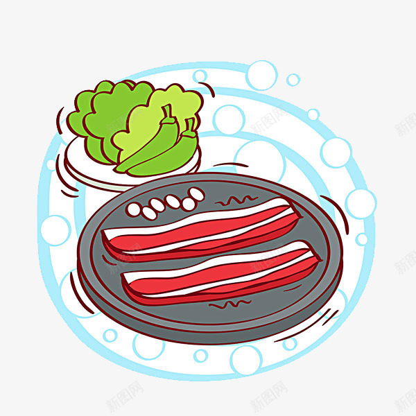 菜板上的蔬菜和肉png免抠素材_新图网 https://ixintu.com 大蒜 猪肉 肉 菜板 蔬菜 辣椒