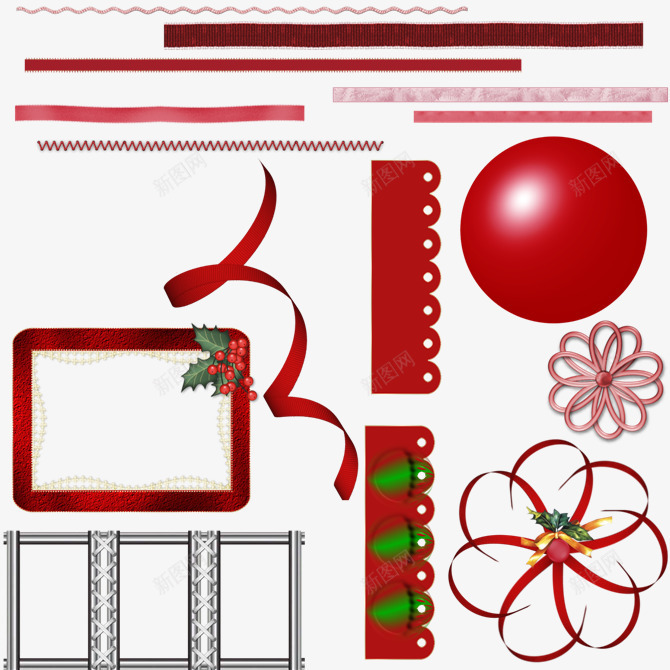 圣诞喜庆彩带装饰框png免抠素材_新图网 https://ixintu.com 喜庆 圣诞 彩带 边框