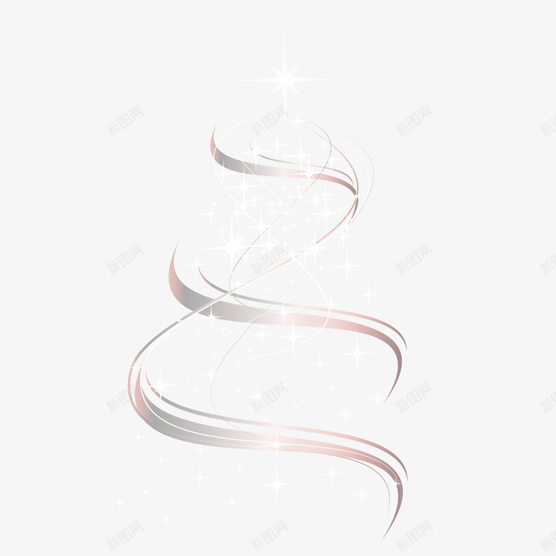 星光点缀圣诞树装饰png免抠素材_新图网 https://ixintu.com 图案 圣诞树 星光 飘带