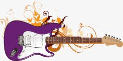 紫色吉他花纹装饰素材