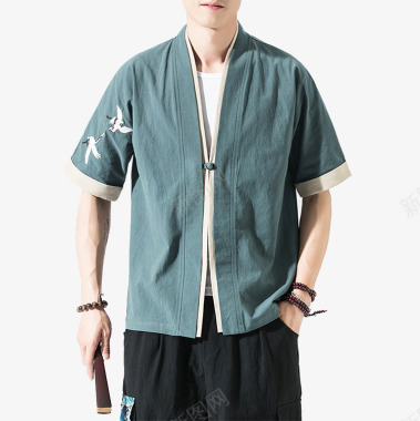 夏季中国风唐装男短袖衬衫复古图标图标
