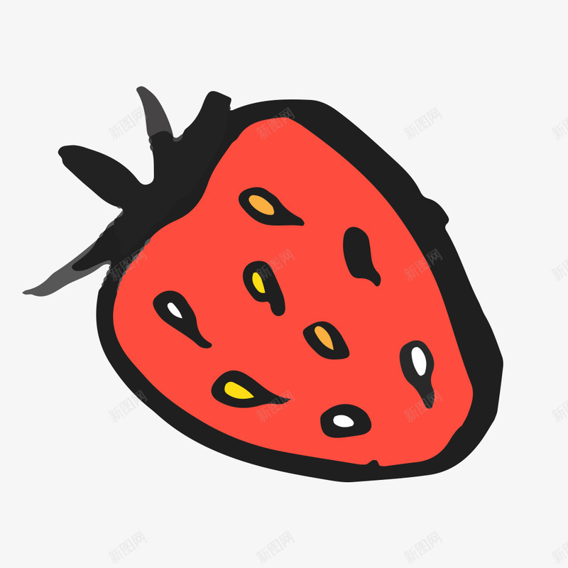 草莓图案png免抠素材_新图网 https://ixintu.com 卡通 图案 手绘 水果 简笔 红色的 草莓 黑色的