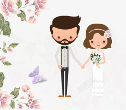 卡通手绘结婚季结婚的新娘新素材