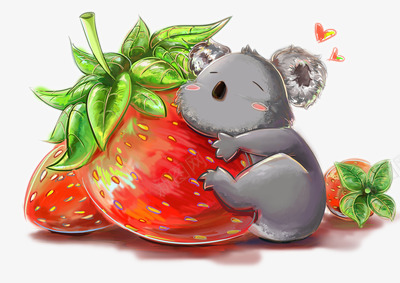抱着草莓的考拉png免抠素材_新图网 https://ixintu.com 可爱 手绘 练习 考拉 草莓 萌