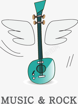 有翅膀的吉它png免抠素材_新图网 https://ixintu.com 吉他 翅膀 装饰 音乐