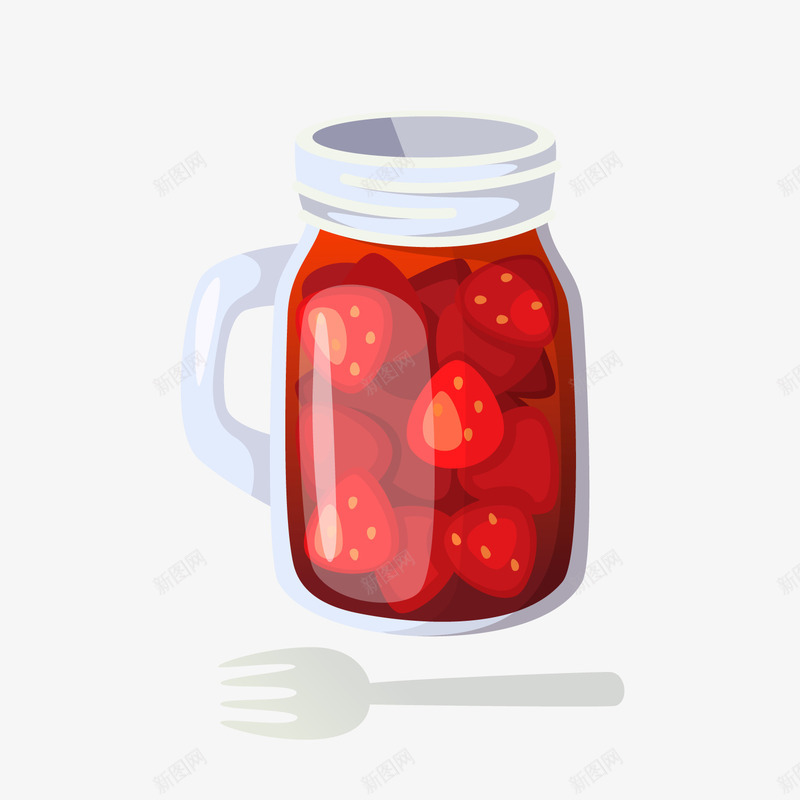 红色草莓罐头png免抠素材_新图网 https://ixintu.com 卡通草莓 红色草莓 背景装饰 草莓罐头