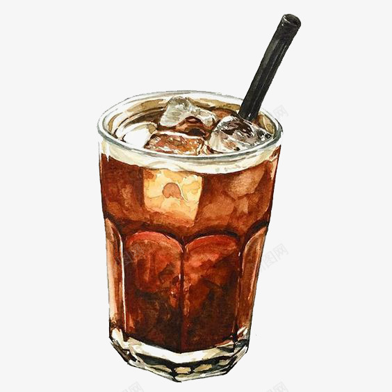冰镇可乐png免抠素材_新图网 https://ixintu.com 冰可乐 冰块 可乐杯 手绘可乐 杯装可乐