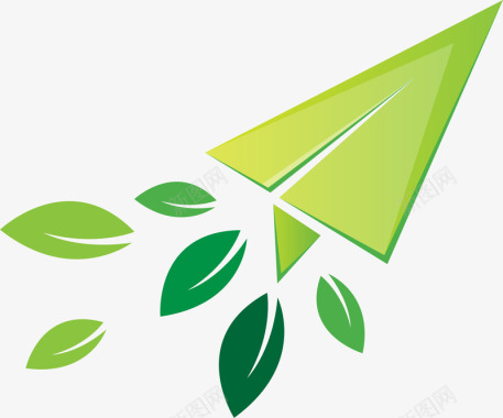 绿色折纸纸飞机矢量图图标图标