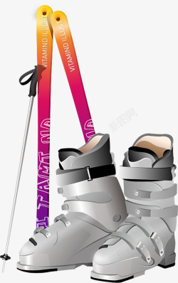 白色透明的棍溜冰鞋和滑雪棍高清图片