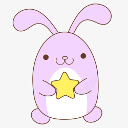 抱红萝卜的兔子手绘抱星星小兔子矢量图高清图片